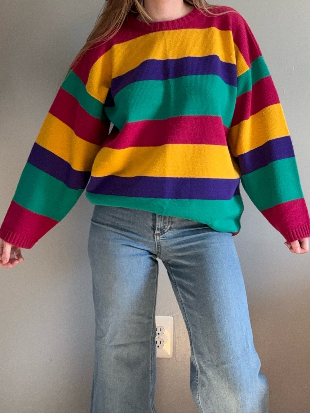 Vintage 90s unbranded color block knit crew neck  sweater